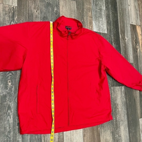 Lands’ End Mens XXL Lightweight Full Zip Windbreaker Rain Jacket Pockets Red - Picture 3 of 10